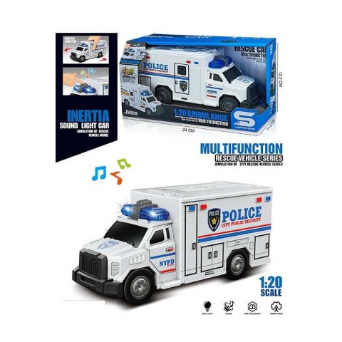 Машина спецтехніки Поліцейський фургон, JS165A, звук, підсвітка, гумові колеса, інерція