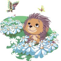 Набір для розпису по номерах Їжачок з метеликами, Strateg, з лаком, 30x30 см, ES068