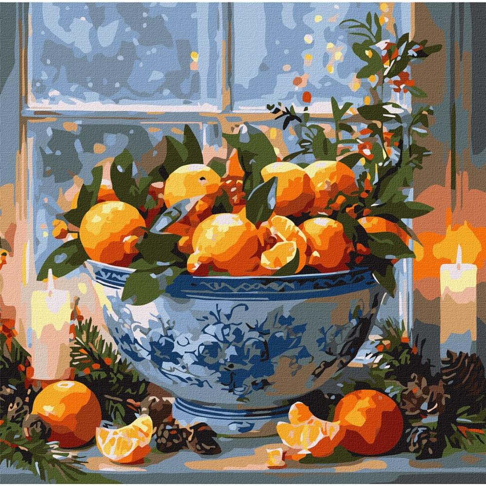 Набір для розпису по номерах "Цитруси у вазі" Ideyka 40х40см КНО5742