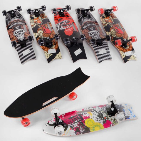 Скейт, дека з ручкою, дошка 70 см, PU колеса, що світяться, діаметр 6 см, C32026 (В асортименті)