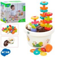 Сортер дитячий Hola, Горщик із квітами, деталі квітів, монетки, морква, HE795800