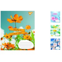 Зошити учнівські 60 аркушів клітинка. 1В Summer flowers, зошит дя записів 10 шт. в упаковці