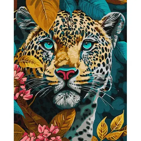 Набір для розпису по номерах Небезпечний звір з фарбами металік extra, 40x50 см, КНО6536