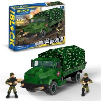 Конструктор IBLOCK Армія КрАЗ з тентом, PL-921-443, 160 деталей, 2 фігурки, 28.5x6.4x25 см