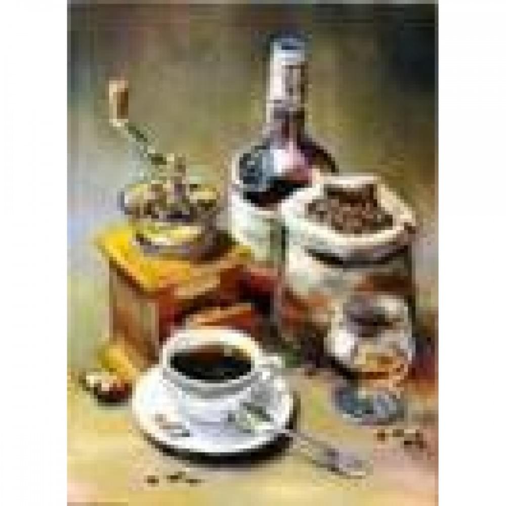 Алмазная мозаика по номерам 30*40 "Кофе" карт уп. (холст на раме)