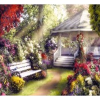 Алмазна мозаїка за номерами Ранкова альтанка, 40x50 см, полотно на рамі