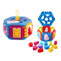 Логічний шестигранник-сортер із геометричними фігурами та тваринами, 50-002