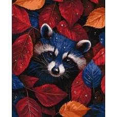 Набір для розпису по номерах "Осінній єнот" Ideyka 40х50см КНО6697