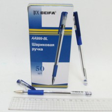 Ручка шариковая BEIFA синяя, грип, 50шт. в уп. 999AA-blu