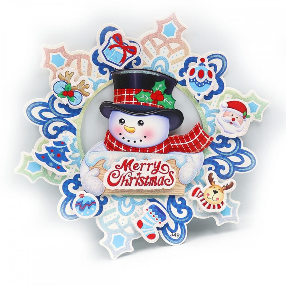 Підвіс вінок "Сніговик з Новим Роком" 39*39см, 1шт./етик.