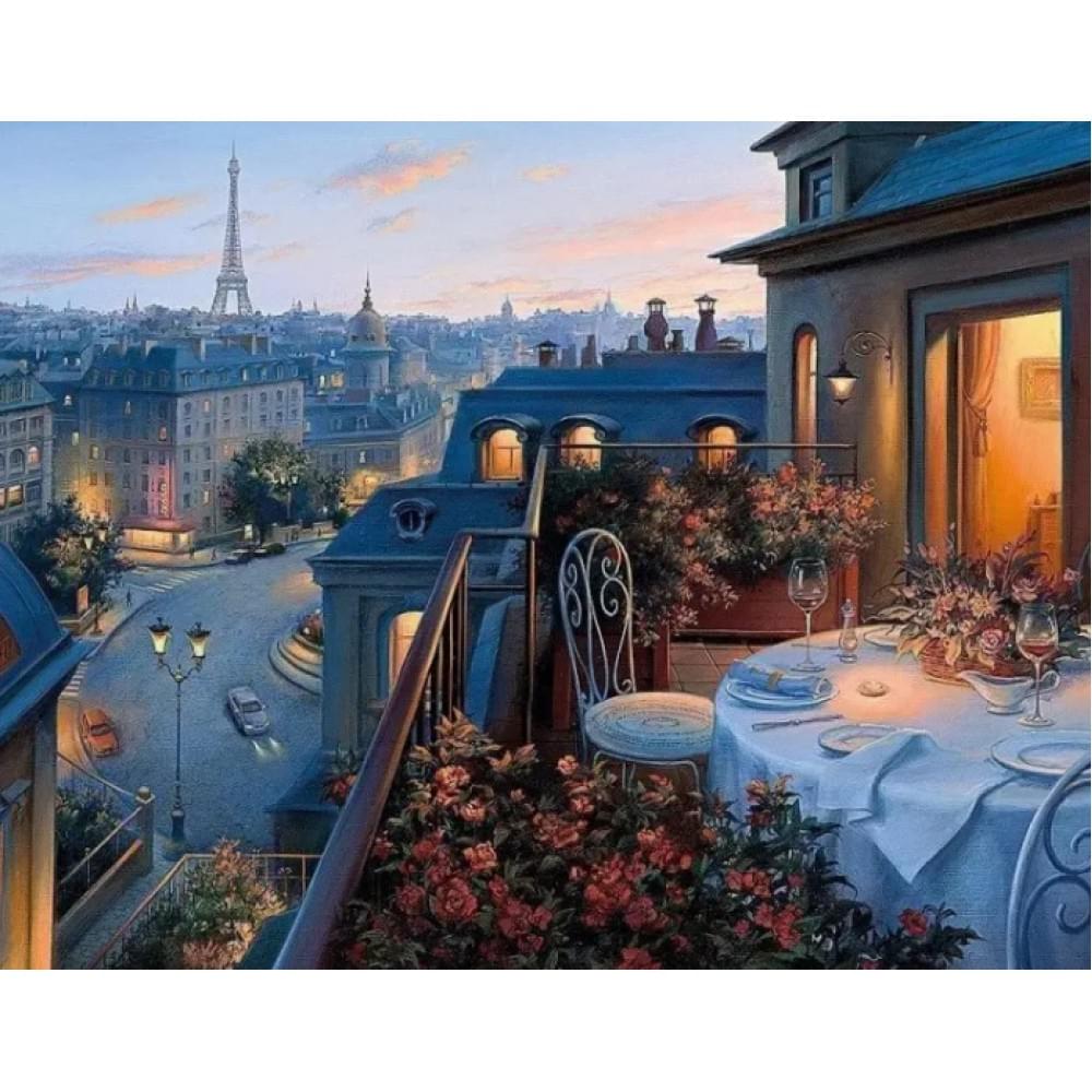 Алмазна мозаїка на підрамнику "Вид на Париж" Josef Otten 30х40см, у картонній упаковці, 60764