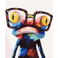 Набір для розпису картини по номерам Strateg Поп-арт: Жабка в очках, VA-2112