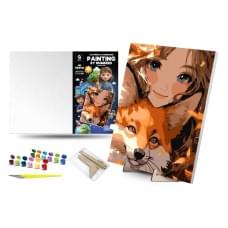 Набір для розпису по номерах Qbee "Споріднені душі" з дерев'яною підставкою 30х40 см QB900-068