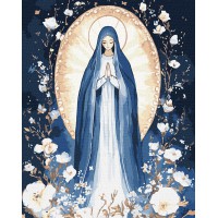Набір для розпису по номерах Непорочна Діва з фарбами металік, Ideyka, 40x50 см, КНО8535