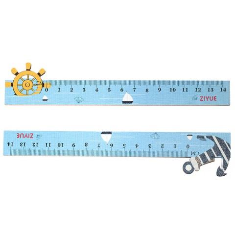 Лінійка дерев’яна фігурна Морська тематика, 12 см