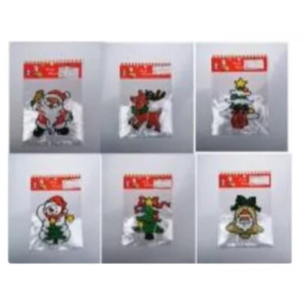 Наклейки для окон силикон "New year" 15*24см 1шт/этик