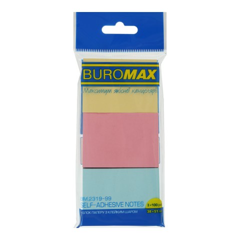 Блок для нотаток, 38x51 мм, 100 аркушів, 3 шт. по 2 шт. в упаковці (В асортименті)