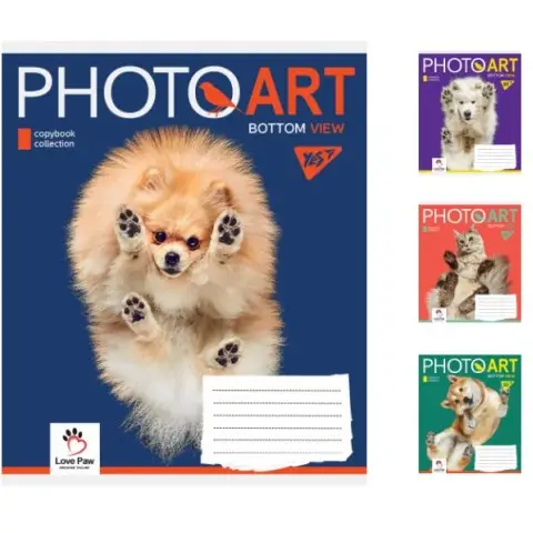 Зошити учнівські 18 аркушів клітинка. YES Photoart, 25 шт. в упаковці