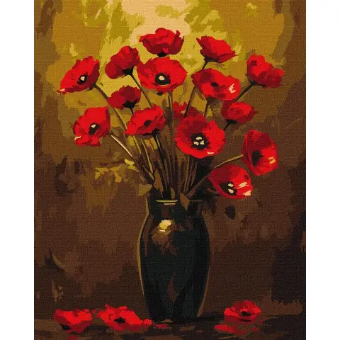 Картина за номерами Букет маків з фарбами металік Ideyka 40×50 см КНО3328