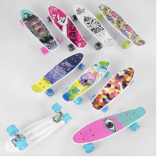Скейт пенні борд best board, 6 видів, мікс видів колеса pu, світлові ефекти, d = 4. 5 см, дошка = 55 см