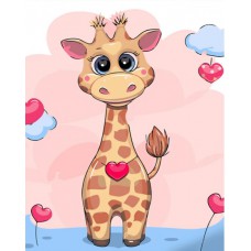 Картина за номерами  жираф та сердечка strateg розміром 30х40 см (ss6722)