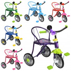 Велосипед 3 кол, хром, 6 кольорів, клаксон, 51-52-40 см