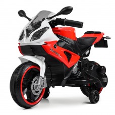 Мотоцикл 2мотори25w, 2акум. 6v5ah, mp3, usb, світлові ефекти, колеса, біло-червоний.