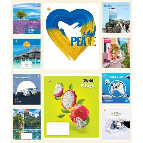 Тетради ученические 60 листов линия Люкс ТЕ12621 Мікс 60ЛінЛюкс1, 10 шт. в упаковке