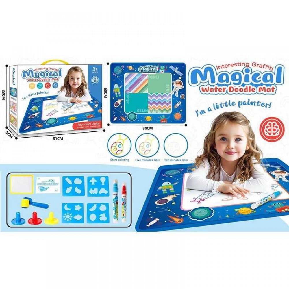 Килимок для малювання водні маркери, трафарети, валик, штампи, резервуар для води, в кор. /48/