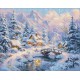 Алмазна мозаїка на підрамнику Зимовий затишок серед гір Ideyka 40×50 см AMO20001