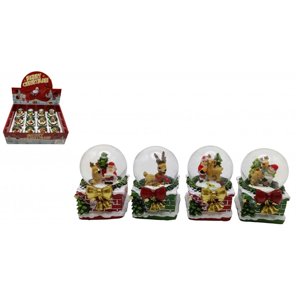 Сувенір "Куля снігова 45мм - Д.Мороз, Сніговик на трубі" в/в 4в.(12*12)