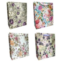 Подарунковий пакет картонний, 200 г/м², Квітковий, 21x26x10 см, 6 шт. в упаковці (В асортименті)