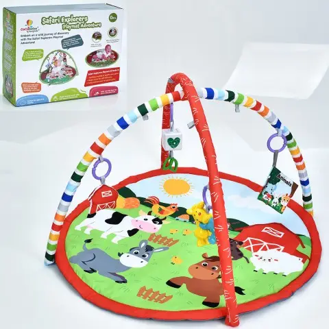 Килимок для немовляти, 82 см, дуга 2 шт., підвіски 4 шт. (брязкальце, пискавка), 38x30x13 см