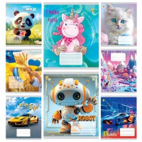 Зошити учнівські 12 аркушів коса лінія Тверда Мікс 8, 25 шт. в упаковці