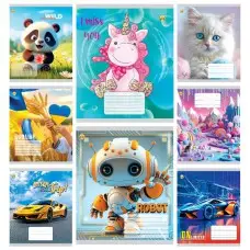 Тетради ученические 12 листов косая линия Тверда Мікс 8, 25 шт. в упаковке