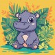 Набір для розпису по номерах для дітей 5+ Бегемот в тропіках, Ideyka, 30x30 см, КНО1260