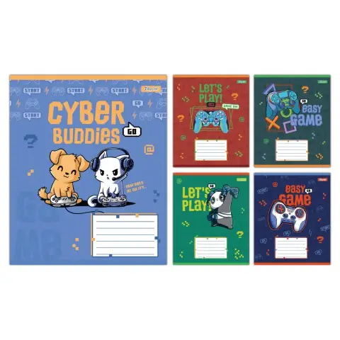 Зошити учнівські 12 аркушів клітинка 1B Let's Play, 25 шт. в упаковці