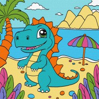 Набір для розпису по номерах Грайливий динозавр, 25x25 см, КНО6103