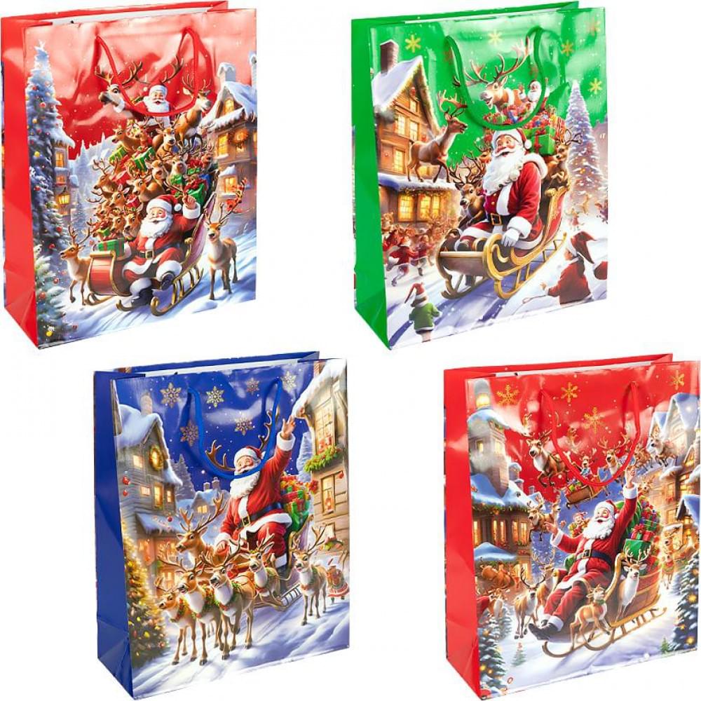 Подарунковий пакет "Новий Рік" 32х44х11см, набір з 4-х штук 2567-3(123398)