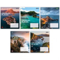 Зошити учнівські 96 аркушів лінія 1В Unusual places, 5 шт. в упаковці