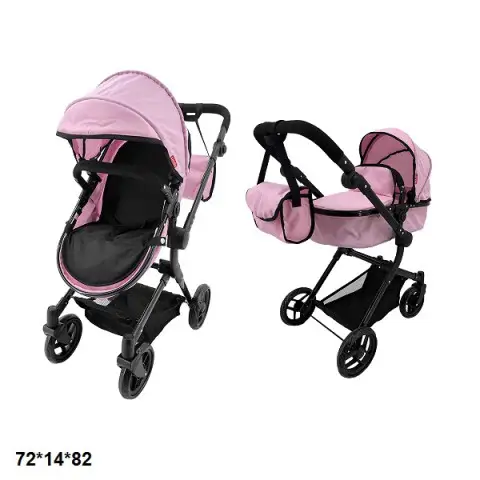 Коляска для ляльки 2в1 Carrello Alfa рожева з сумкою