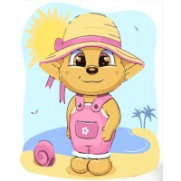 Набір для розпису по номерах Ведмежа на пляжі, Strateg, 30x30 см, ES146