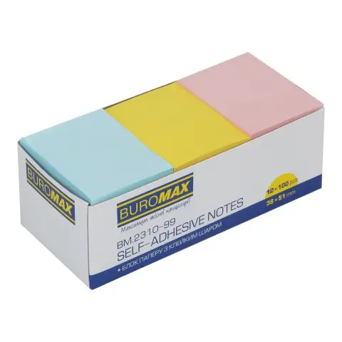 Блок для заметок, 38x51 мм, 100 листов, 4 шт. в упаковке (в ассортименте)