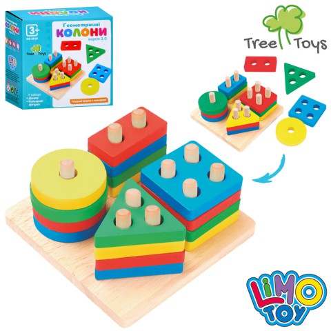 Геометричні колони дерев'яні 16 деталей Limo Toy