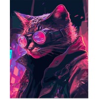 Набір для розпису по номерах Кіт в неоні, Strateg, 30x40 см, SS6745