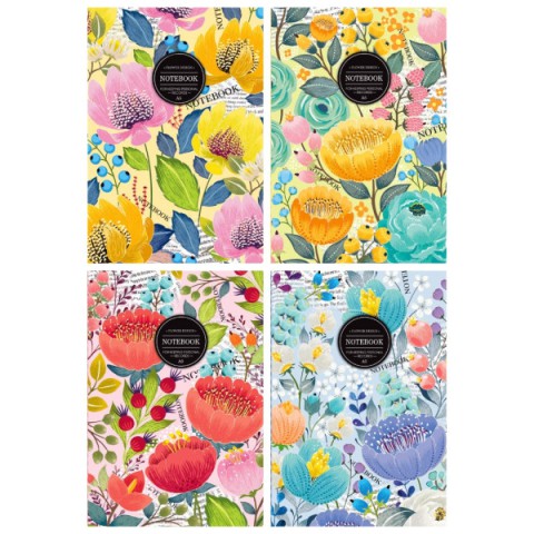 Блокнот, 70 г, інтегральна обкладинка, А5, 80 аркушів, метал+лак, лінія, дизайн 17112-17115 (В асортименті)