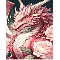 Набір для розпису по номерах Квітковий дракон, Strateg, 30x40 см, SS6743