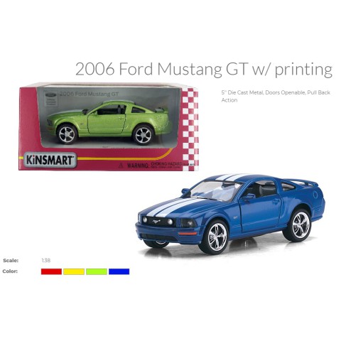 Металева інерційна легкова модель Ford Mustang GT 2006 5" з принтом, відкриваються двері (В асортименті)