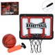 Баскетбольне кільце, пластиковий щит 43x32 см, металеве кільце 25 см, сітка, м’яч, насос, кріплення