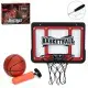 Баскетбольне кільце, пластиковий щит 43x32 см, металеве кільце 25 см, сітка, м’яч, насос, кріплення